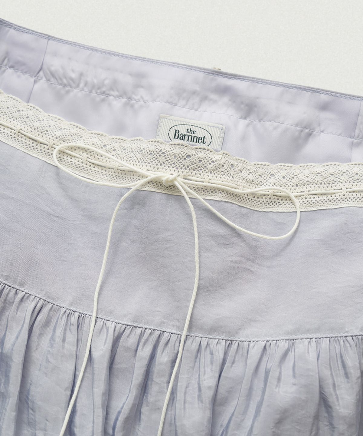 더바넷(THEBARNNET) Riley Shirring Lace Trim Skirt_Dusty Blue