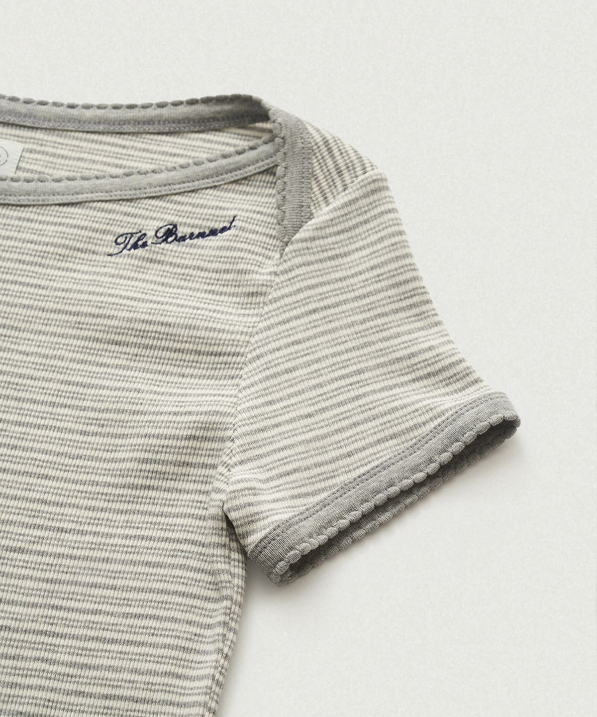 더바넷(THEBARNNET) Noelle Boat Neck Stripe Slim Top_Grey