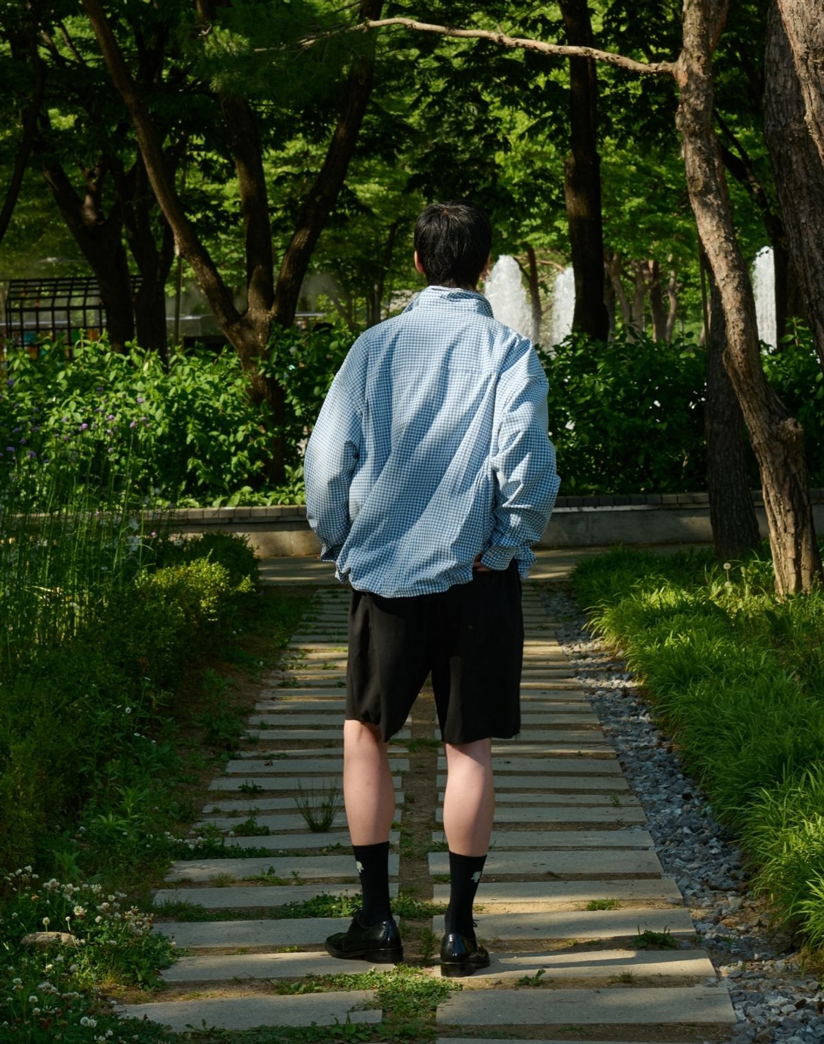 오디너리피플(ORDINARY PEOPLE) RE : Shape Memory Wire Shirt [BLUE CHECK]