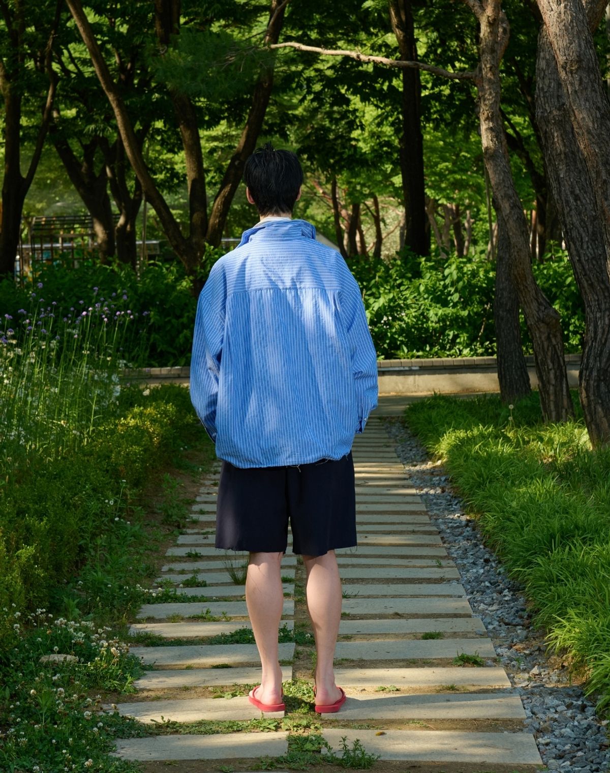 오디너리피플(ORDINARY PEOPLE) RE : Shape Memory Wire Shirt [BLUE STRIPE]