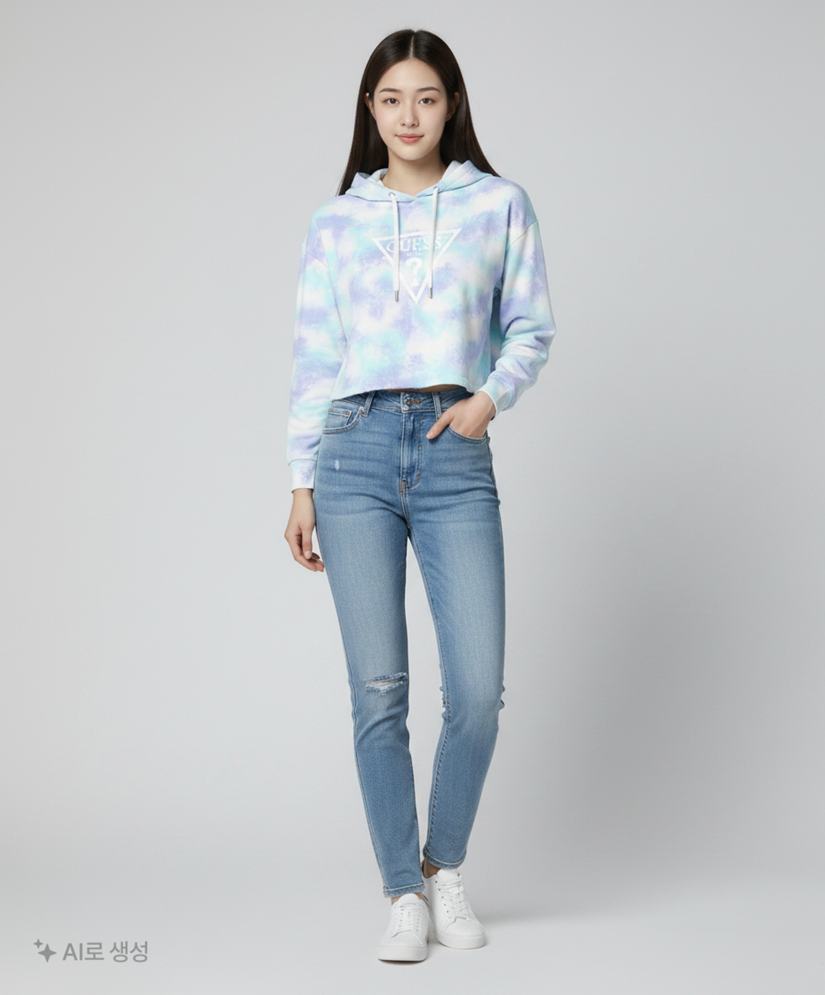 게스(GUESS) 여성 물나염 후디 XS
