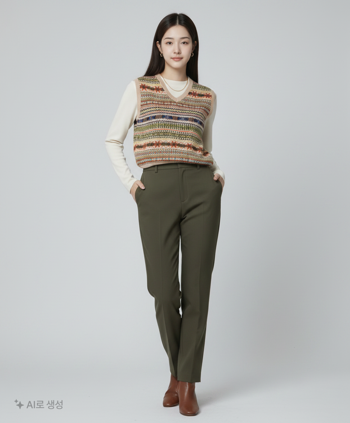 테이크이지(TAKEASY) 메리노울 페어아일 베스트(네이비) M