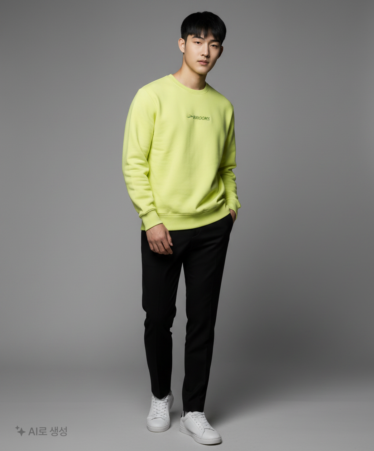 브룩스(BROOKS) Unisex 자수로고 맨투맨 애플 그린 (BX1241S35K) L