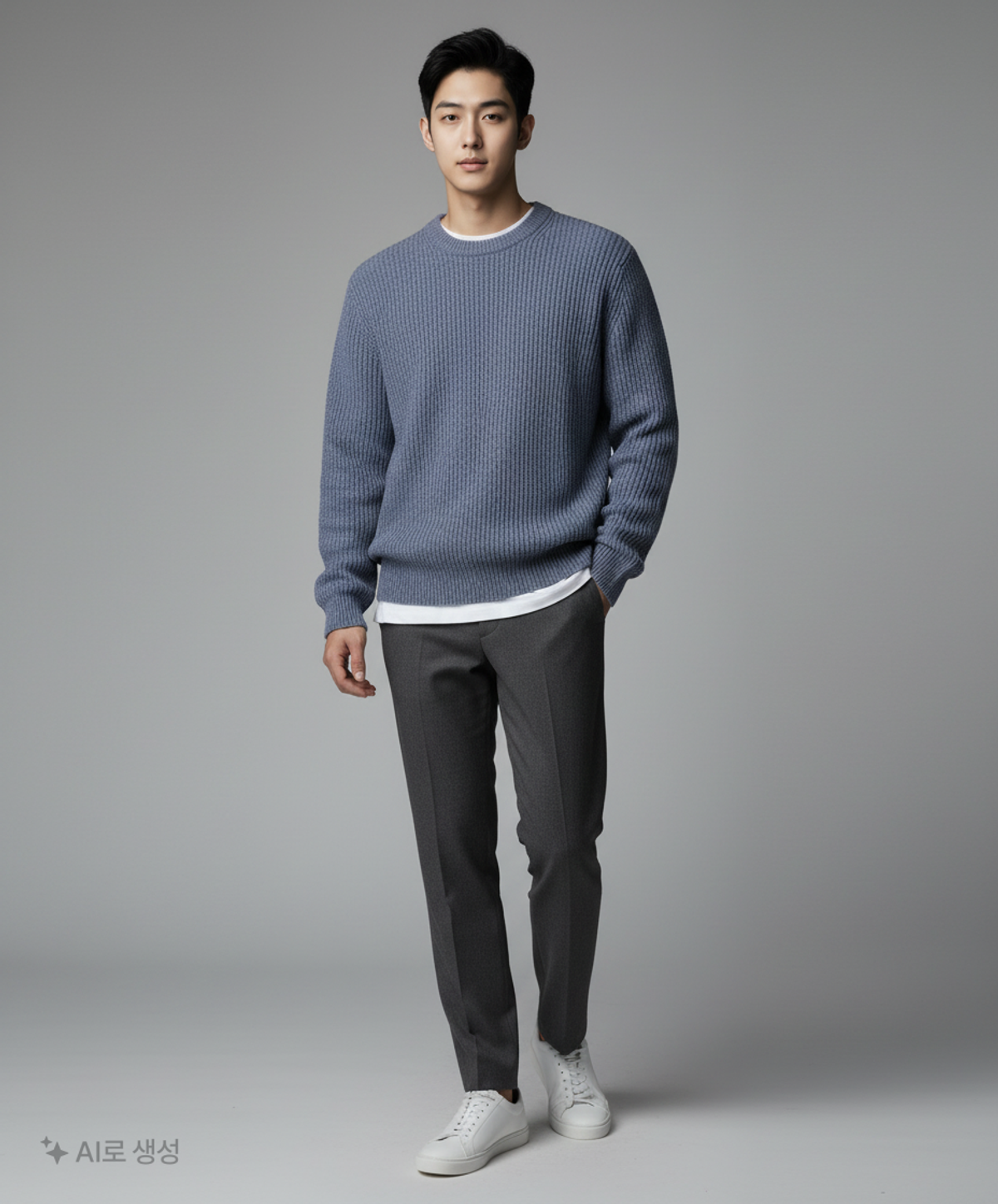 테이크이지(TAKEASY) 램스울 크루넥 오버 니트 (스카이블루) L