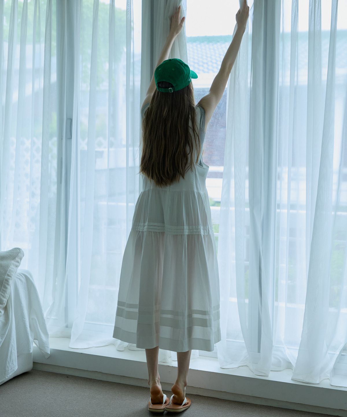 오픈도어스튜디오(OPENDOORSTUDIO) Pintuck Pleated Long Dress Ivory