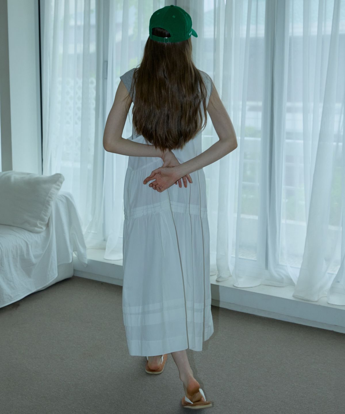 오픈도어스튜디오(OPENDOORSTUDIO) Pintuck Pleated Long Dress Ivory