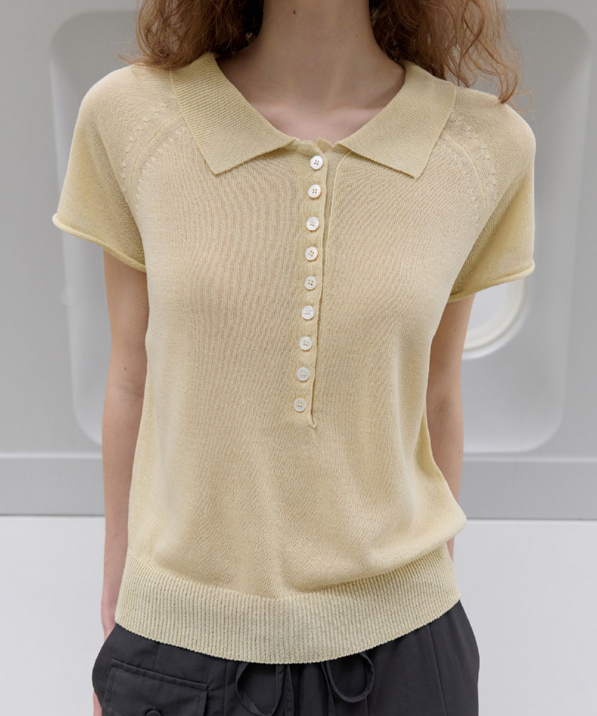 토아베(TOAVE) Linen Half-Open Knit (Yellow)