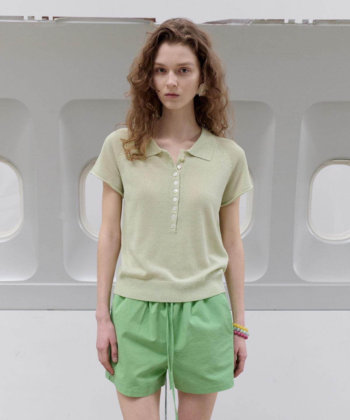 토아베(TOAVE) Linen Half-Open Knit (Light green)
