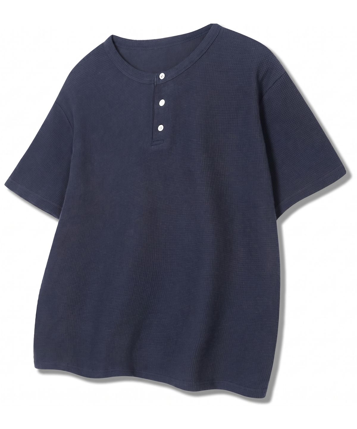 디 그랜드 마틴(DE GRAND MATIN) Waffle Henley-neck T-shirt_Navy