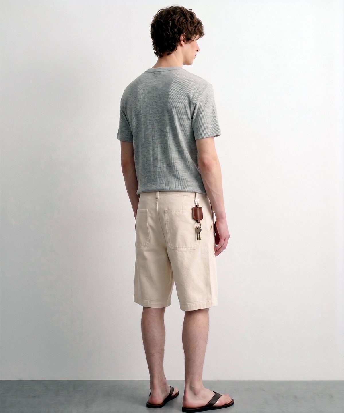 디 그랜드 마틴(DE GRAND MATIN) Waffle Henley-neck T-shirt_Melange Grey