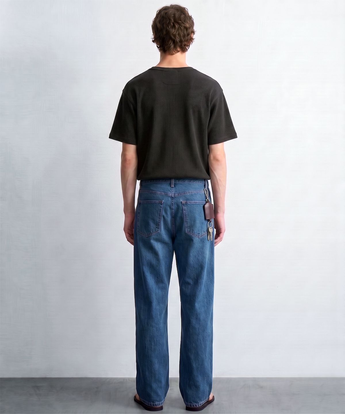 디 그랜드 마틴(DE GRAND MATIN) Waffle Henley-neck T-shirt_Black