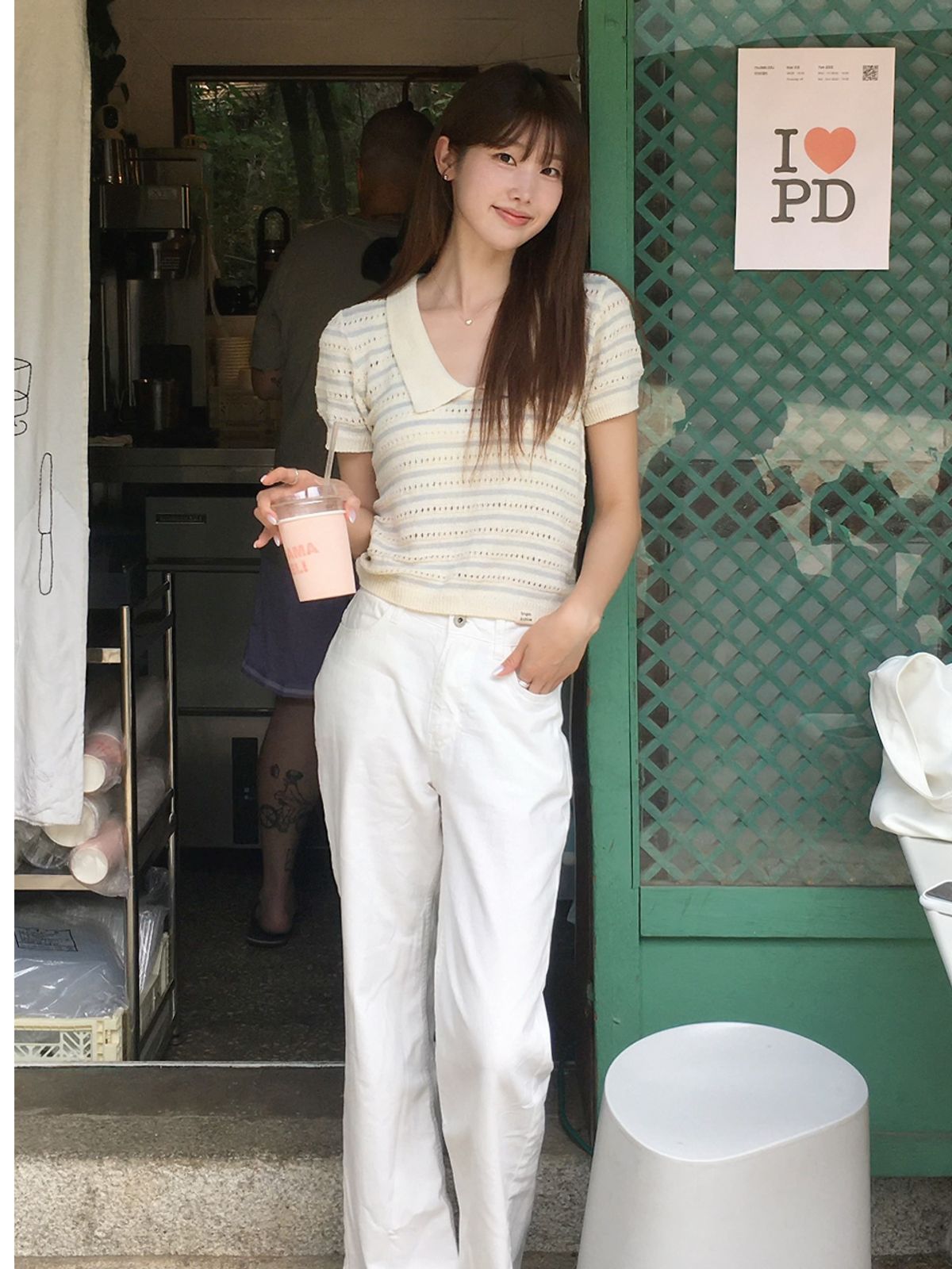 오라이(ORIGHH) 스카시 스트라이프 브이넥 썸머니트_그레이(3color/2size)