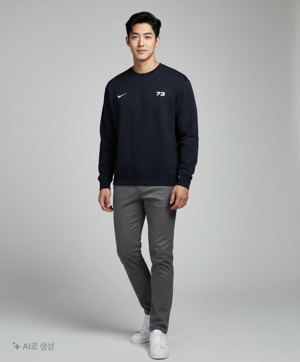나이키(NIKE) 클럽 오버사이즈 크루넥 스웨트셔츠 M - 블랙:울프 그레이 / HQ2962-010 S
