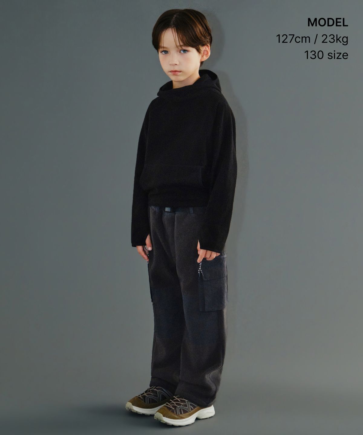 무신사 스탠다드 키즈(MUSINSA STANDARD KIDS) [시티 레저] 폴라 플리스 벨티드 카고 팬츠 [그레이]