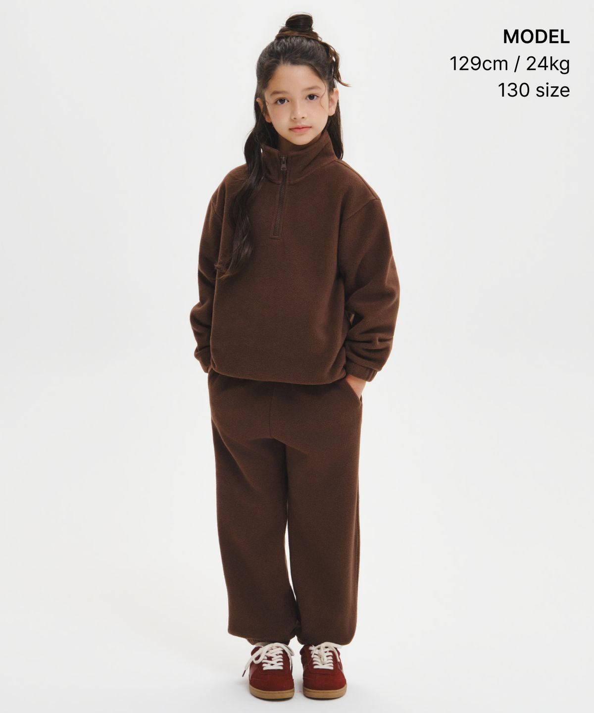 무신사 스탠다드 키즈(MUSINSA STANDARD KIDS) 폴라 플리스 스웨트 팬츠 [브라운]
