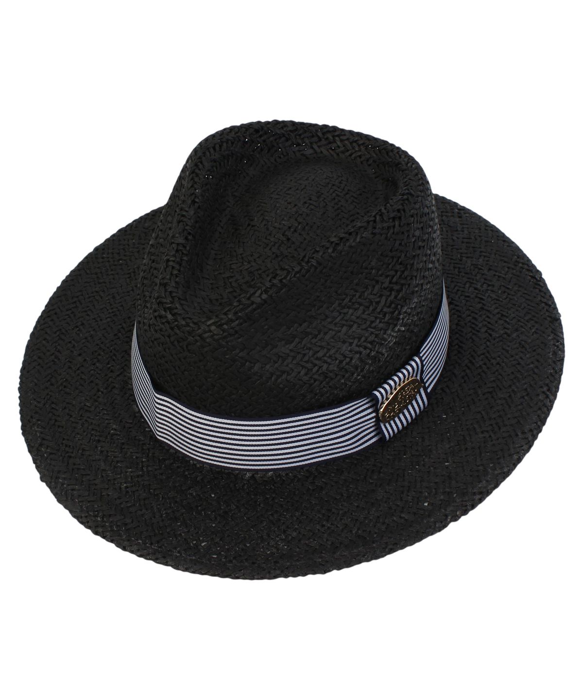 유니버셜 케미스트리(UNIVERSAL CHEMISTRY) Stripe Line Summer Black Fedora - Big Size 여름페도라