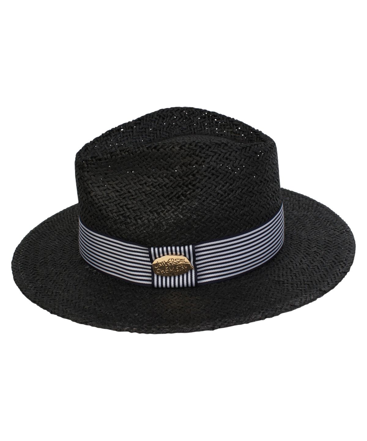 유니버셜 케미스트리(UNIVERSAL CHEMISTRY) Stripe Line Summer Black Fedora - Big Size 여름페도라