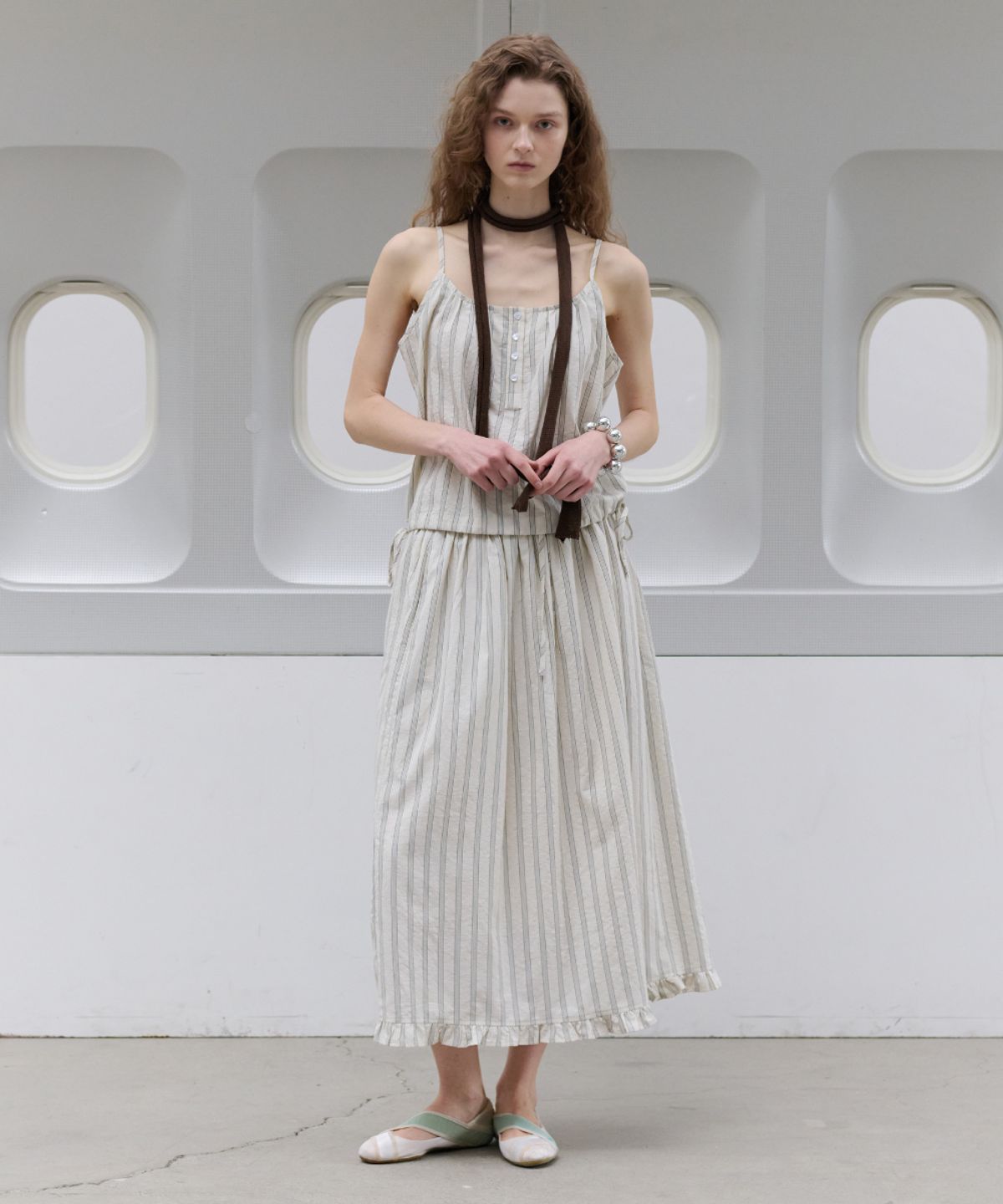 토아베(TOAVE) Soho Stripe Skirt (Cream beige)