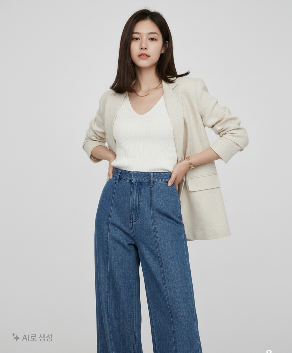 미쏘(MIXXO) 린넨 9부 핀턱 와이드핏 데님_MIWTJF714J 26