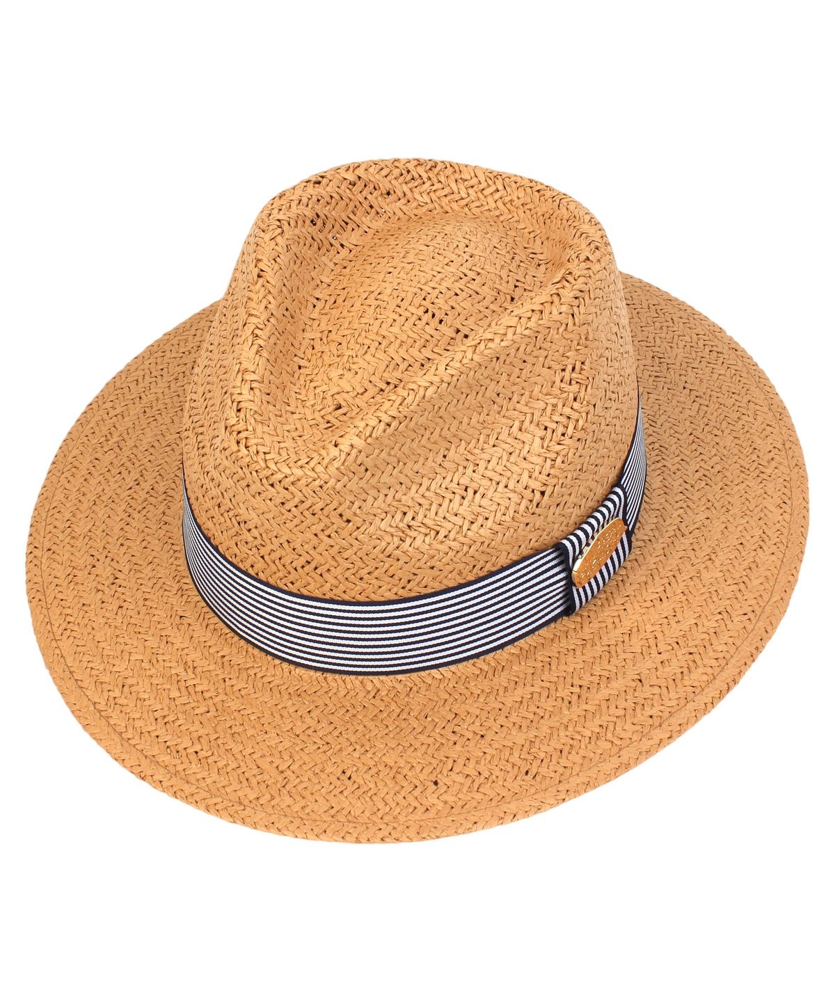 유니버셜 케미스트리(UNIVERSAL CHEMISTRY) Stripe Line Summer Brown Fedora - Big Size 여름페도라