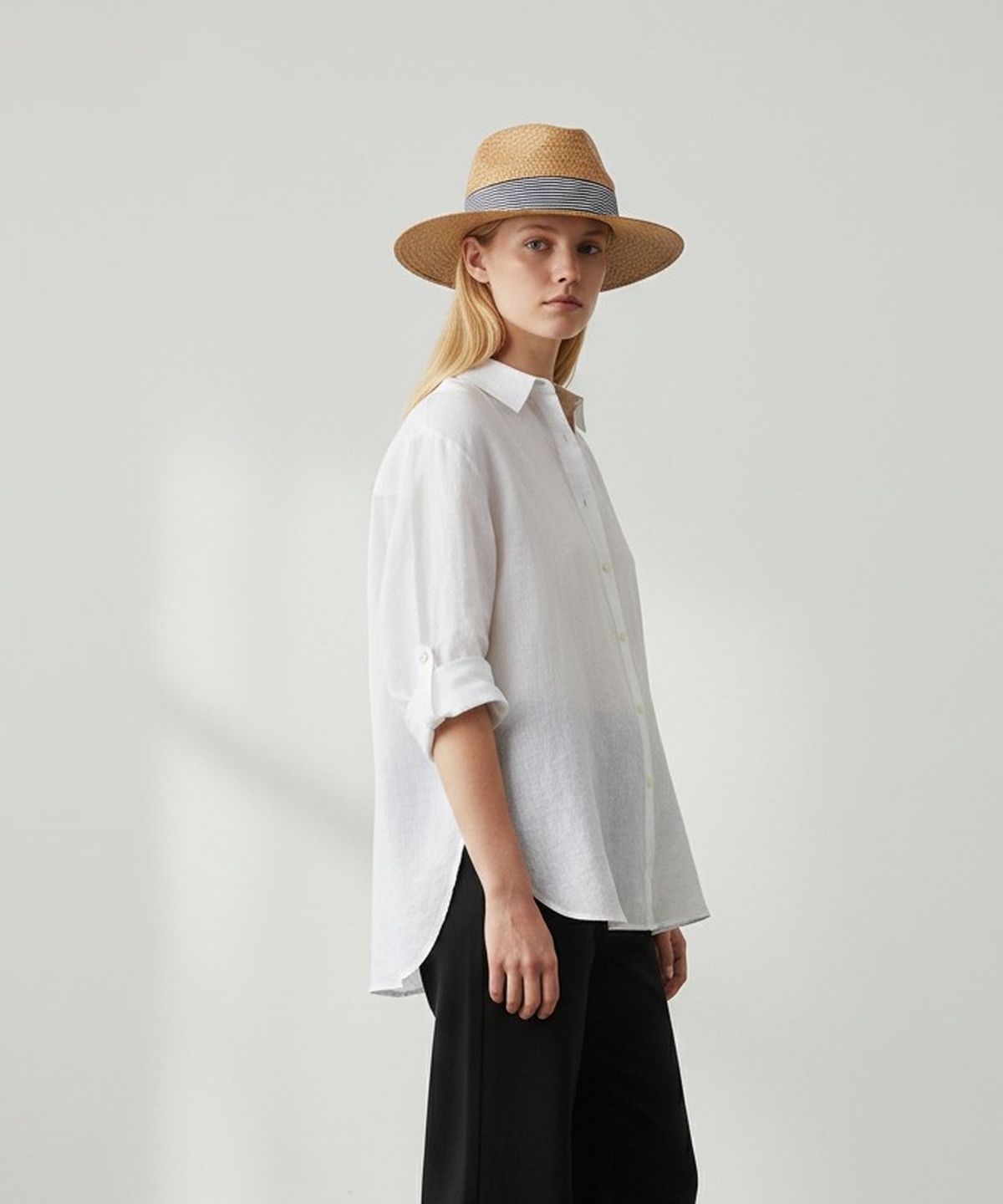 유니버셜 케미스트리(UNIVERSAL CHEMISTRY) Stripe Line Summer Brown Fedora - Big Size 여름페도라