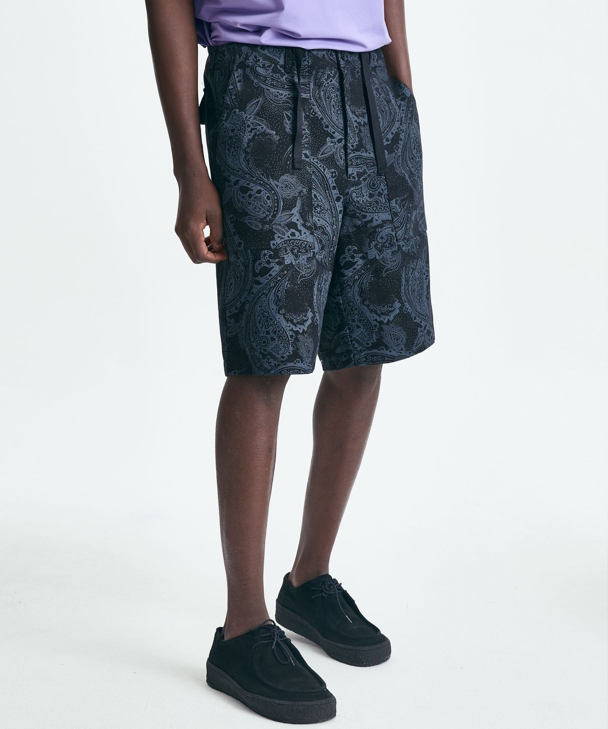밀라코드(MILACODE) Cotton Paisley Shorts - BLACK