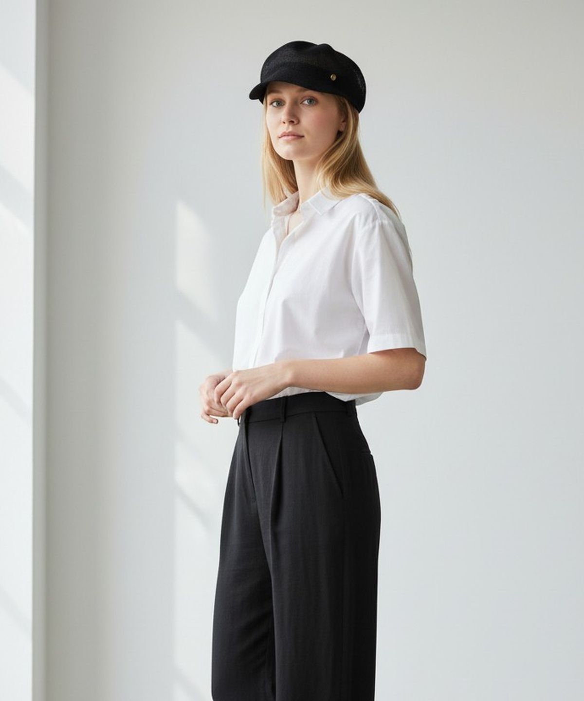 유니버셜 케미스트리(UNIVERSAL CHEMISTRY) Rome Summer Black Newsboy Cap 뉴스보이캡