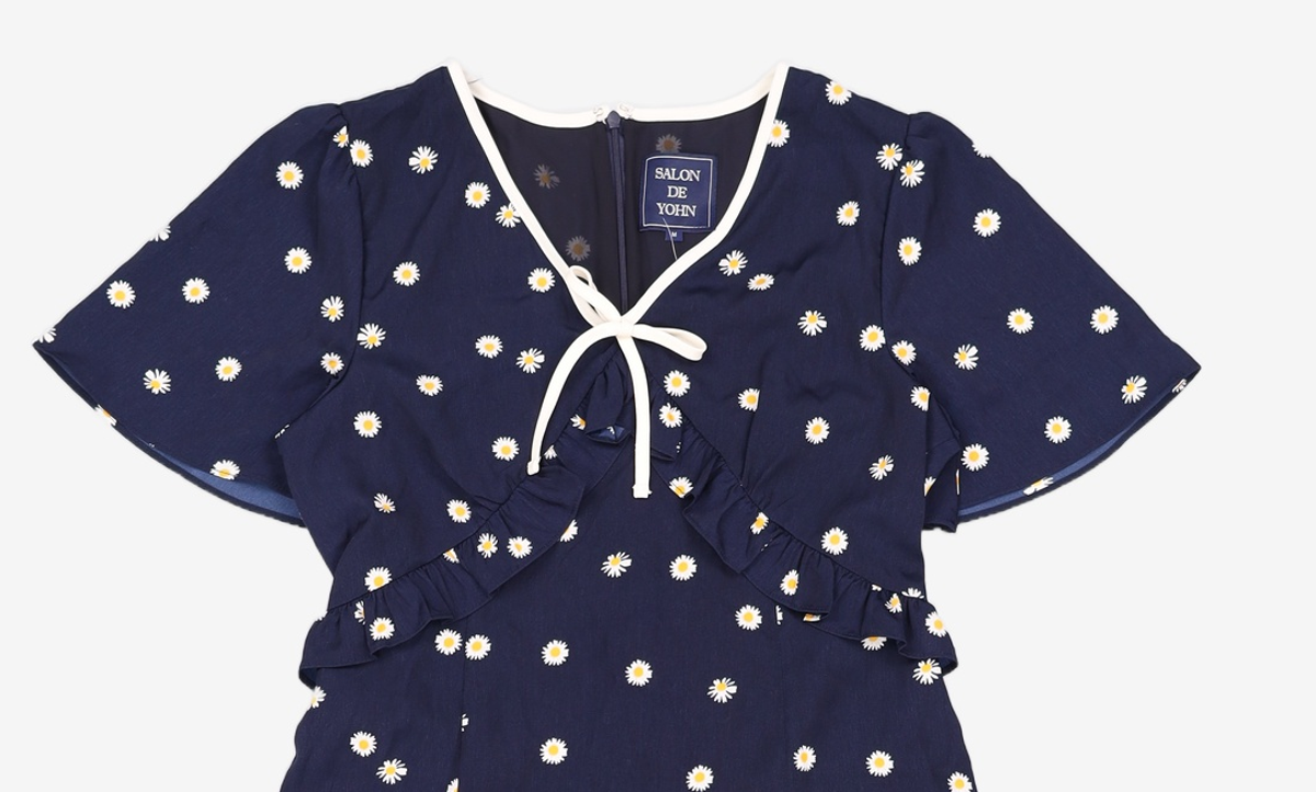 살롱 드 욘(SALON DE YOHN) Ribbon Point Mermaid Dress_ Navy M
