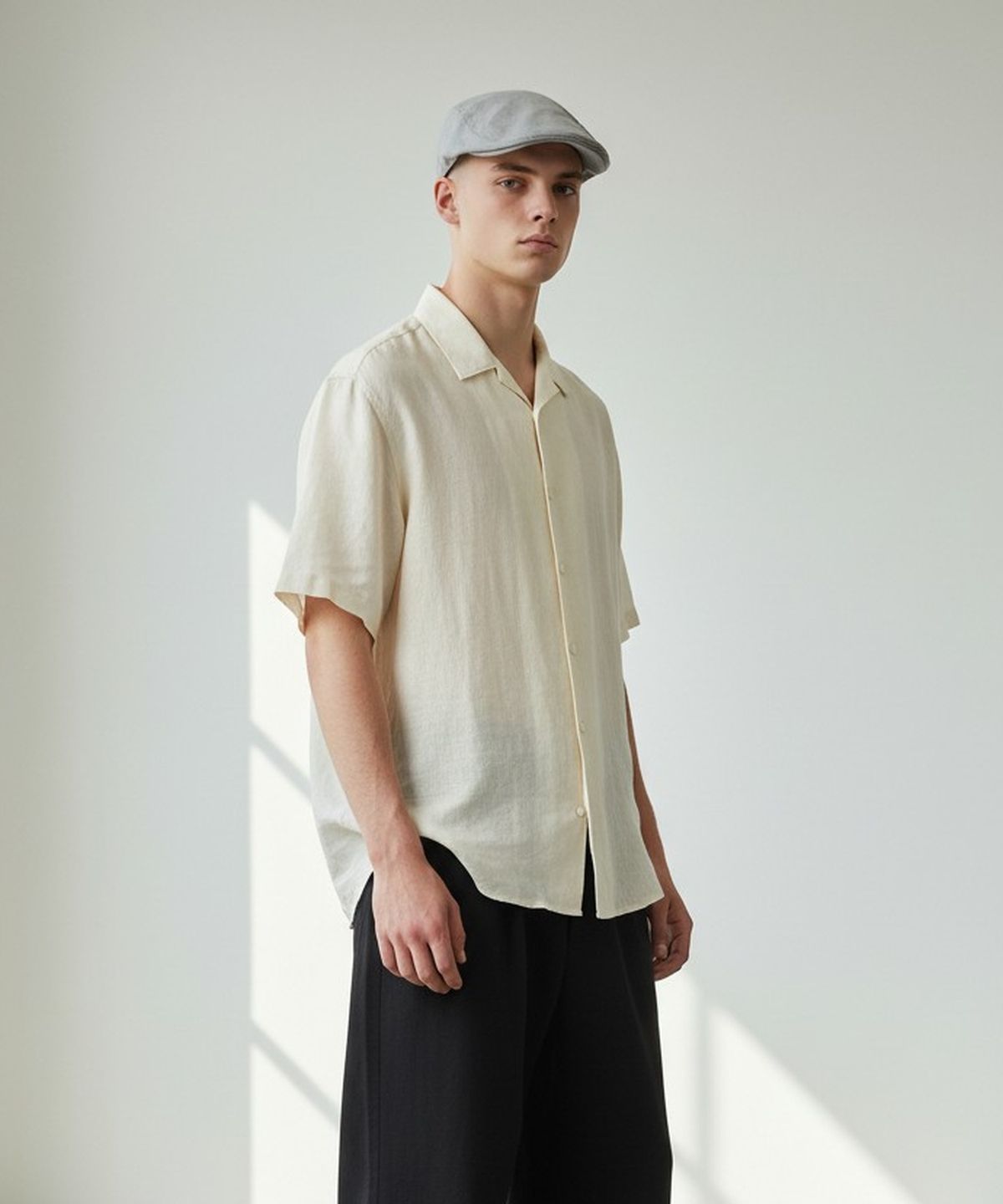 유니버셜 케미스트리(UNIVERSAL CHEMISTRY) Simple Linen Light Gray Huntingcap 헌팅캡