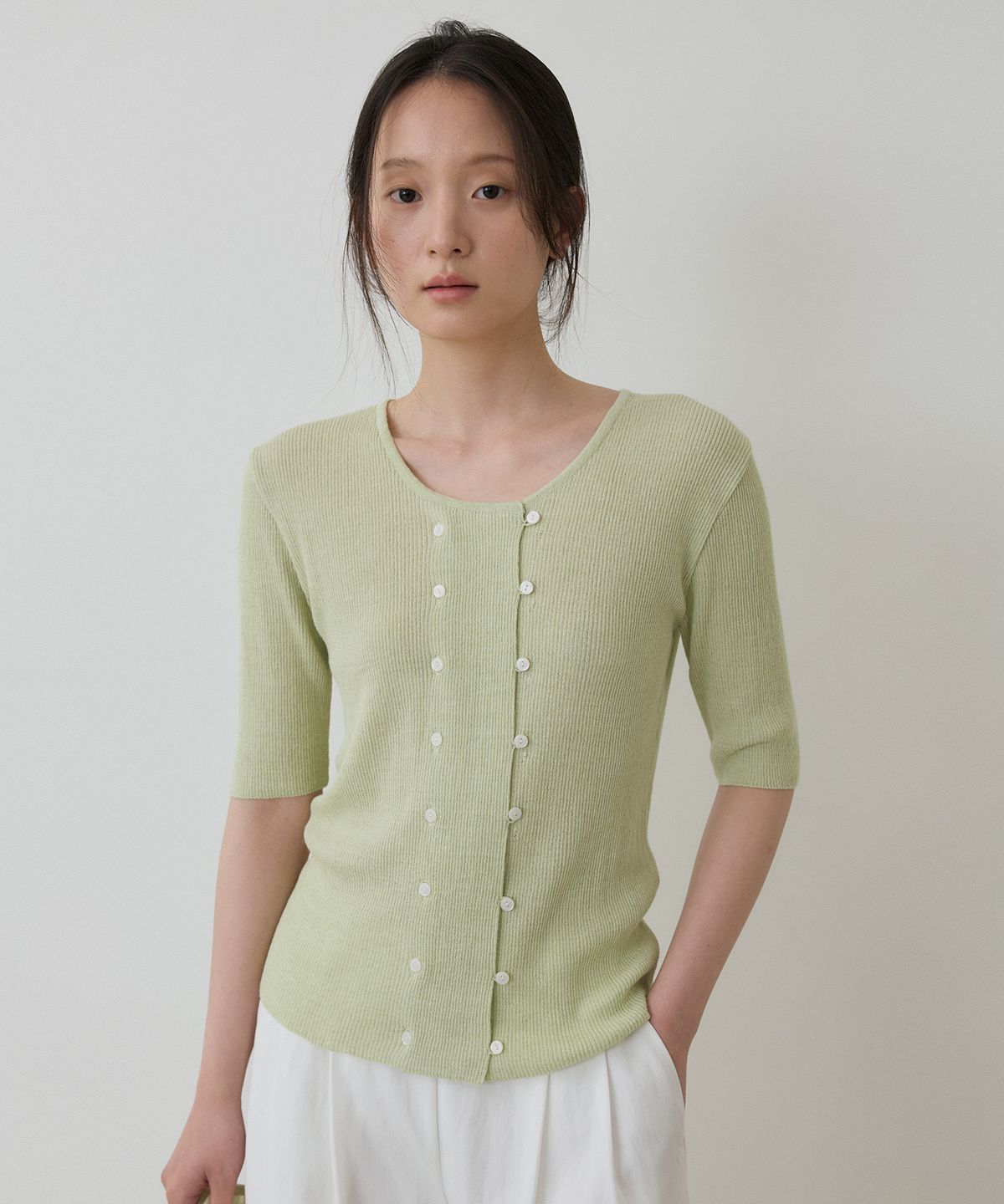 토와브(TOWAV) ELODY SCARF CARDIGAN_LIME