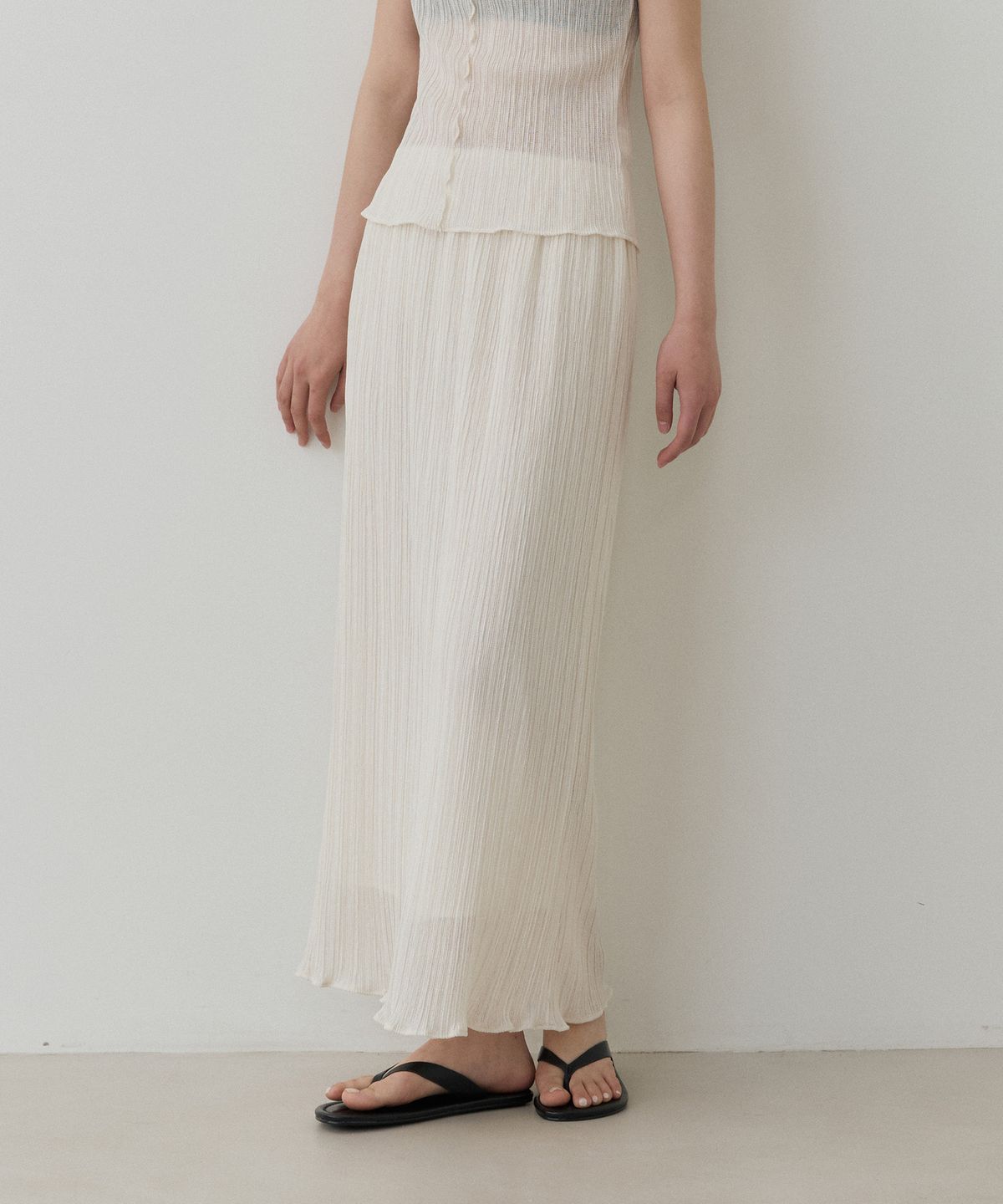 토와브(TOWAV) TEEN PLEATS BANDING SKIRT_CREAM