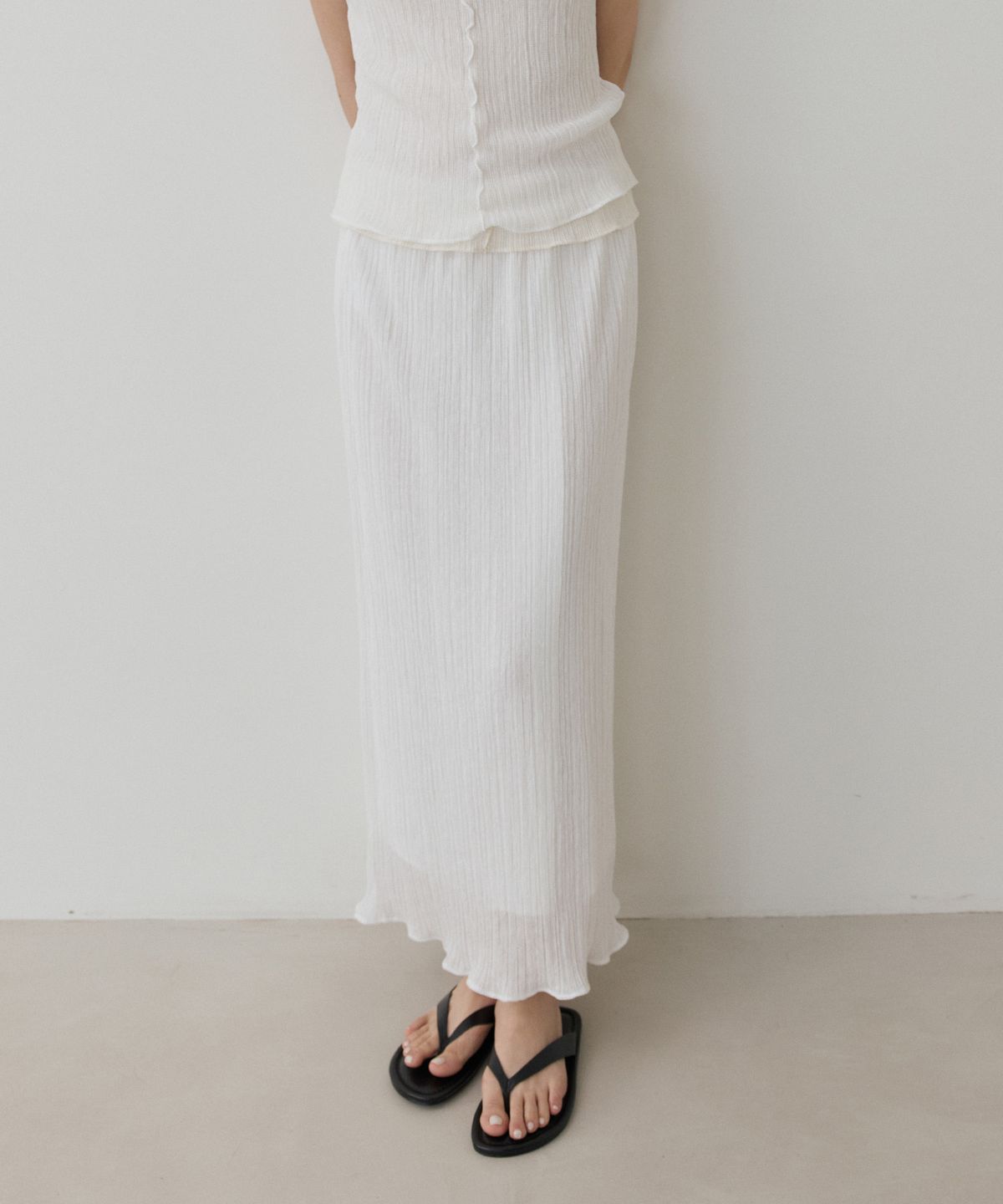 토와브(TOWAV) TEEN PLEATS BANDING SKIRT_WHITE