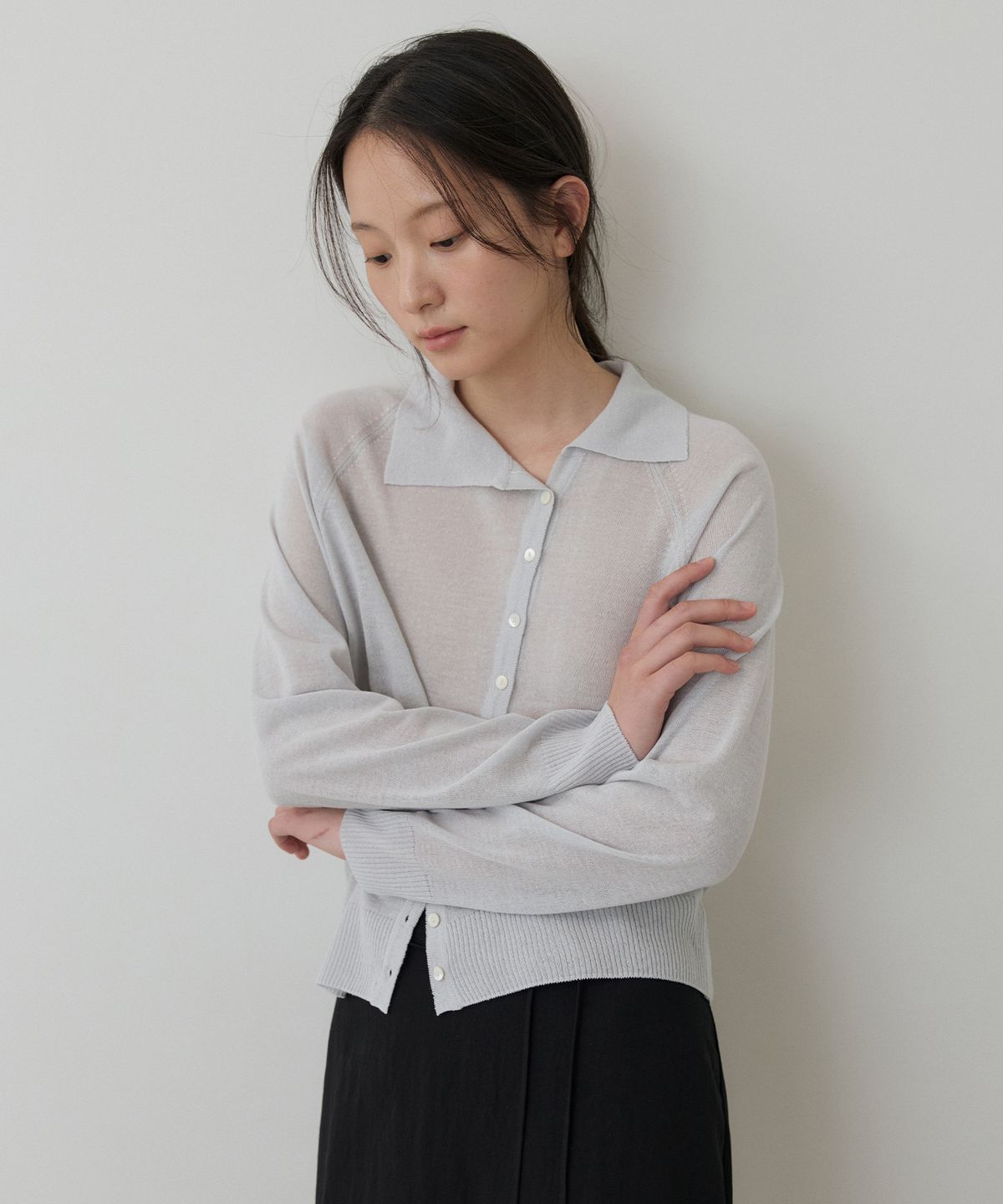 토와브(TOWAV) LUANA LINEN CARDIGAN_MIST GREY