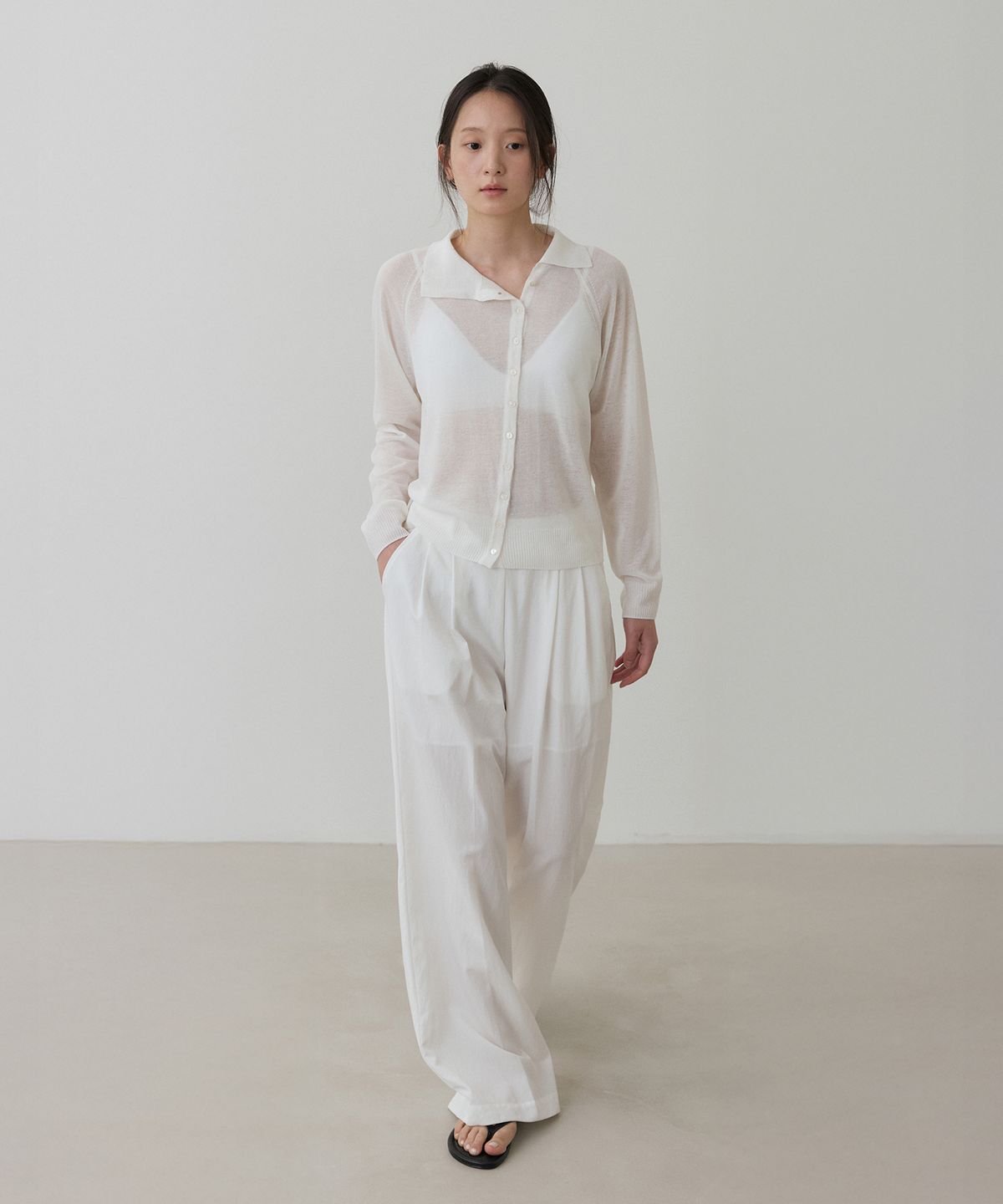 토와브(TOWAV) LUANA LINEN CARDIGAN_IVORY