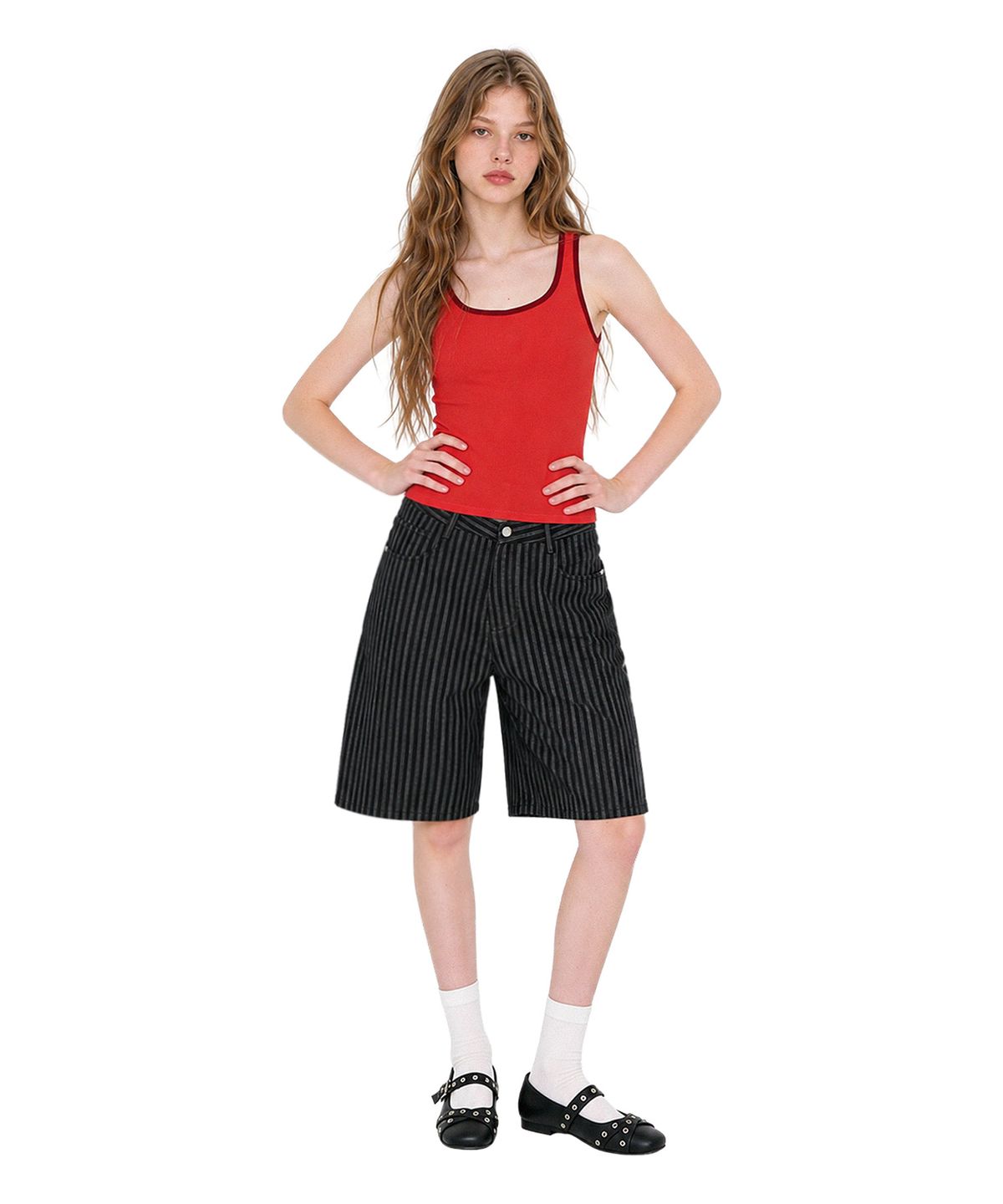 랜덤오프(RANDOMOFF) BTB : BERMUDA STRIPE SHORTS