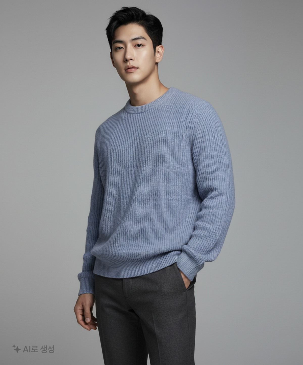 테이크이지(TAKEASY) 램스울 크루넥 오버 니트 (스카이블루) L