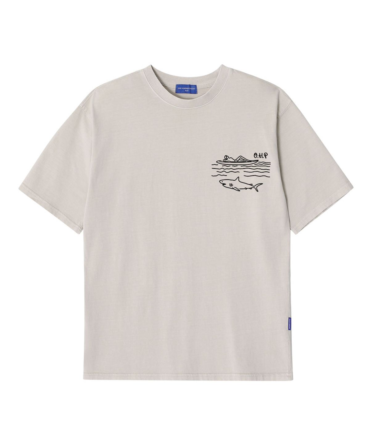원헌드레드퍼센트(OHP) OHPxHARMONIA 인간과 상어 피그먼트 반팔티P