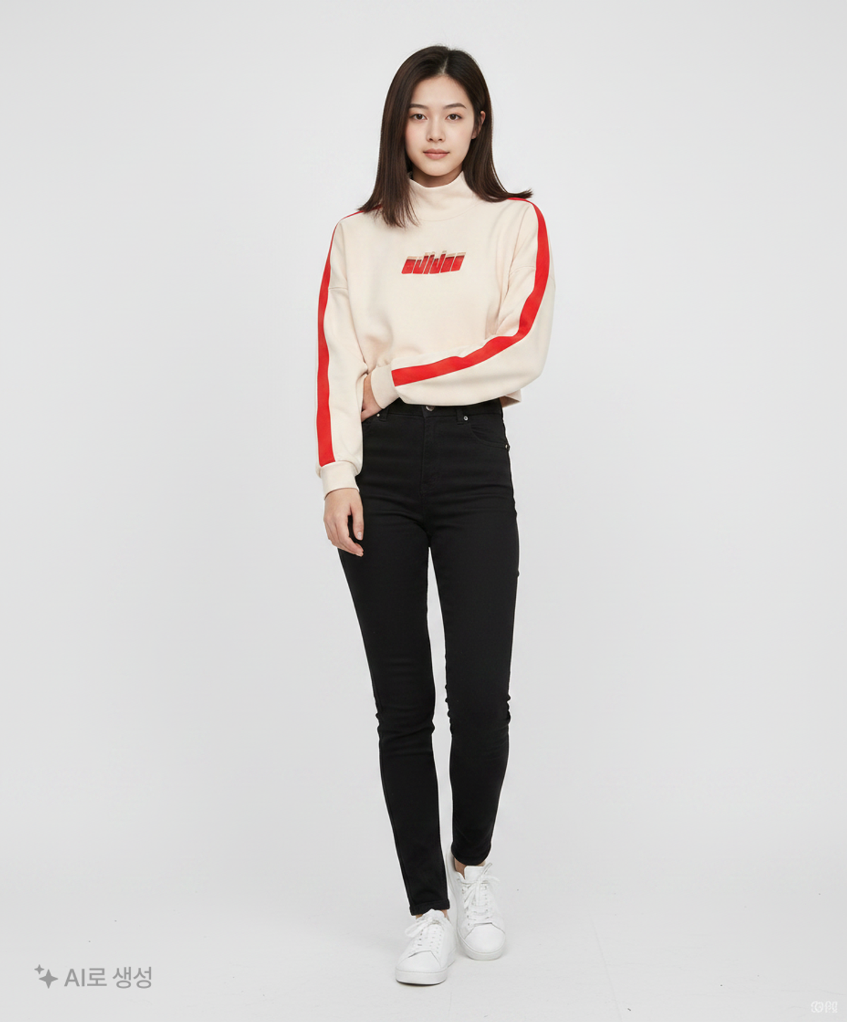 아디다스(ADIDAS) 스키 시크 스웨트셔츠 - 아이보리:레드 / IA3932 XXS