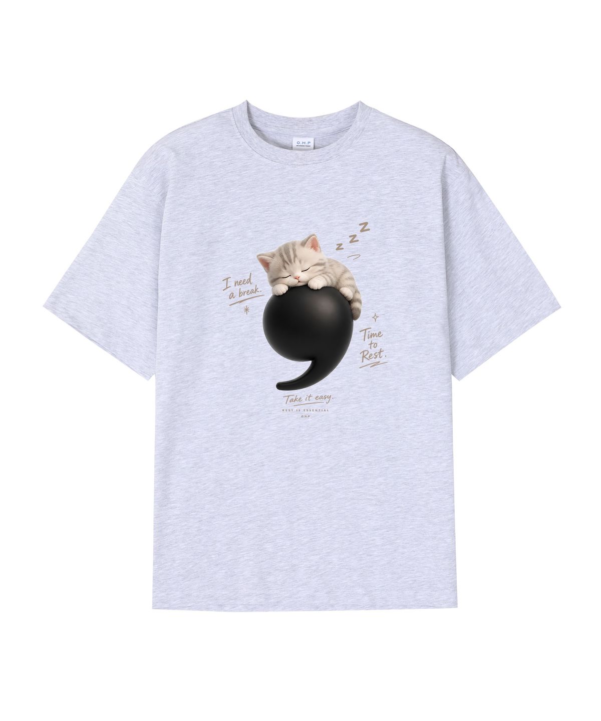 원헌드레드퍼센트(OHP) OHPxJOY4 쉼이필요해 세미오버 반팔티