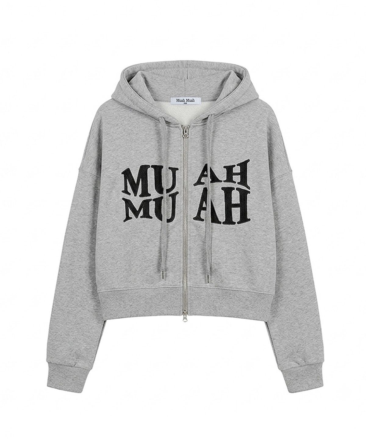 무아무아(MUAHMUAH) 웨이브 볼드 스티치 후드집업 [그레이]