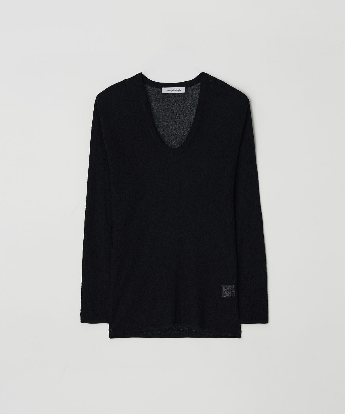 머지앤밍글(MERGE&MINGLE) Robin Sheer Dry Terry Boucle Knit Top (Black)