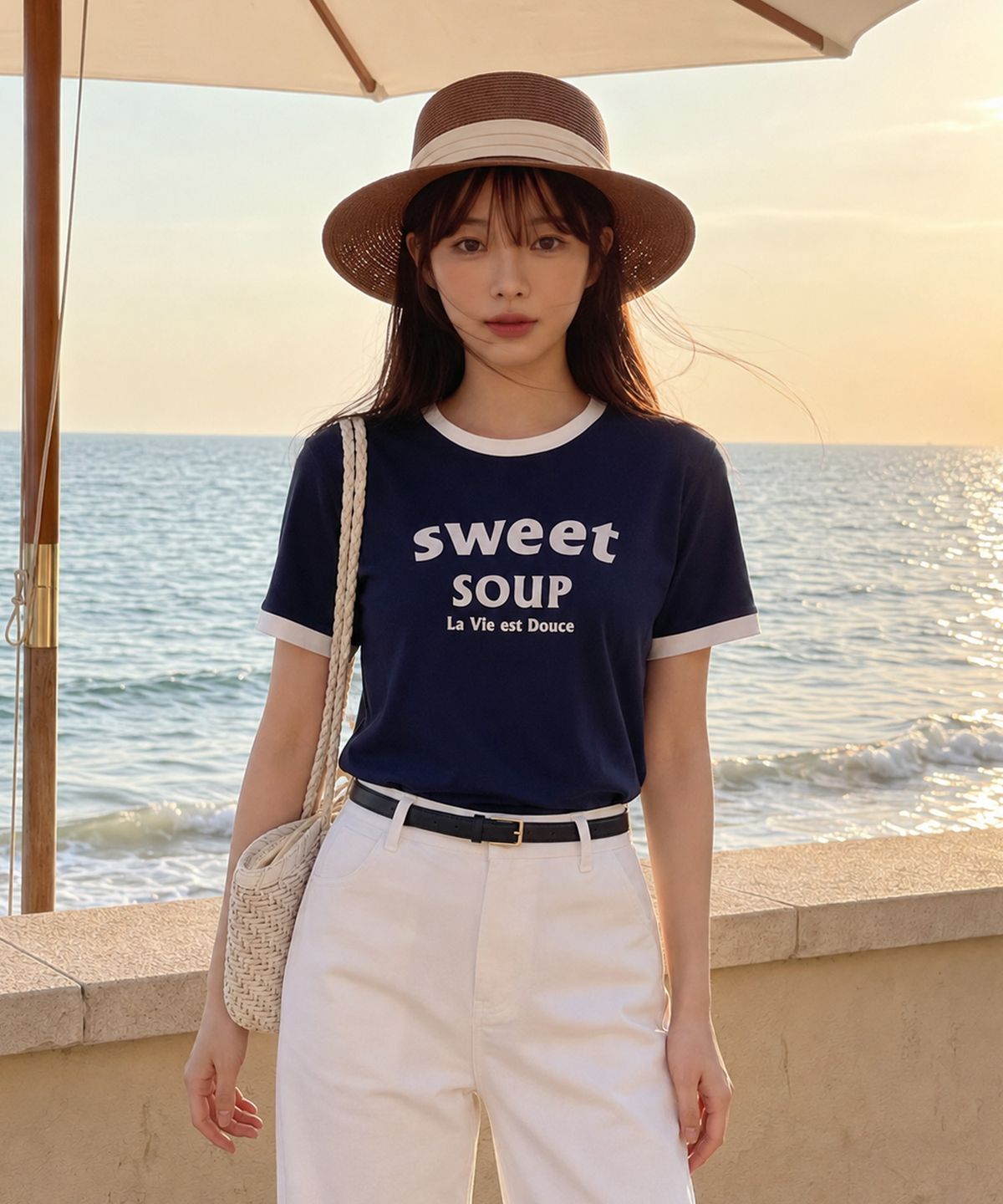 스위트숲(SWEET SOUP) 아치 로고 링거 티셔츠(WC6STF4)
