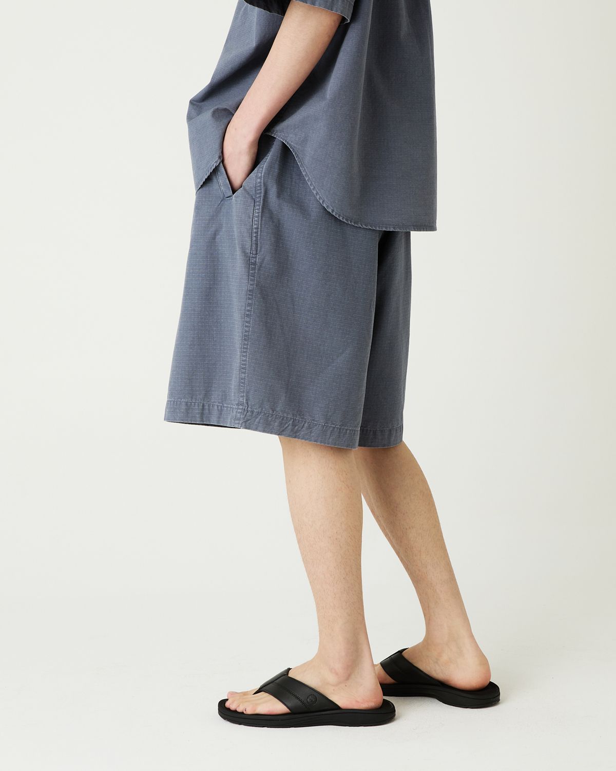 디앤드퀘스천(THEENDQUESTION) Ripstop pigment half pants / NAVY