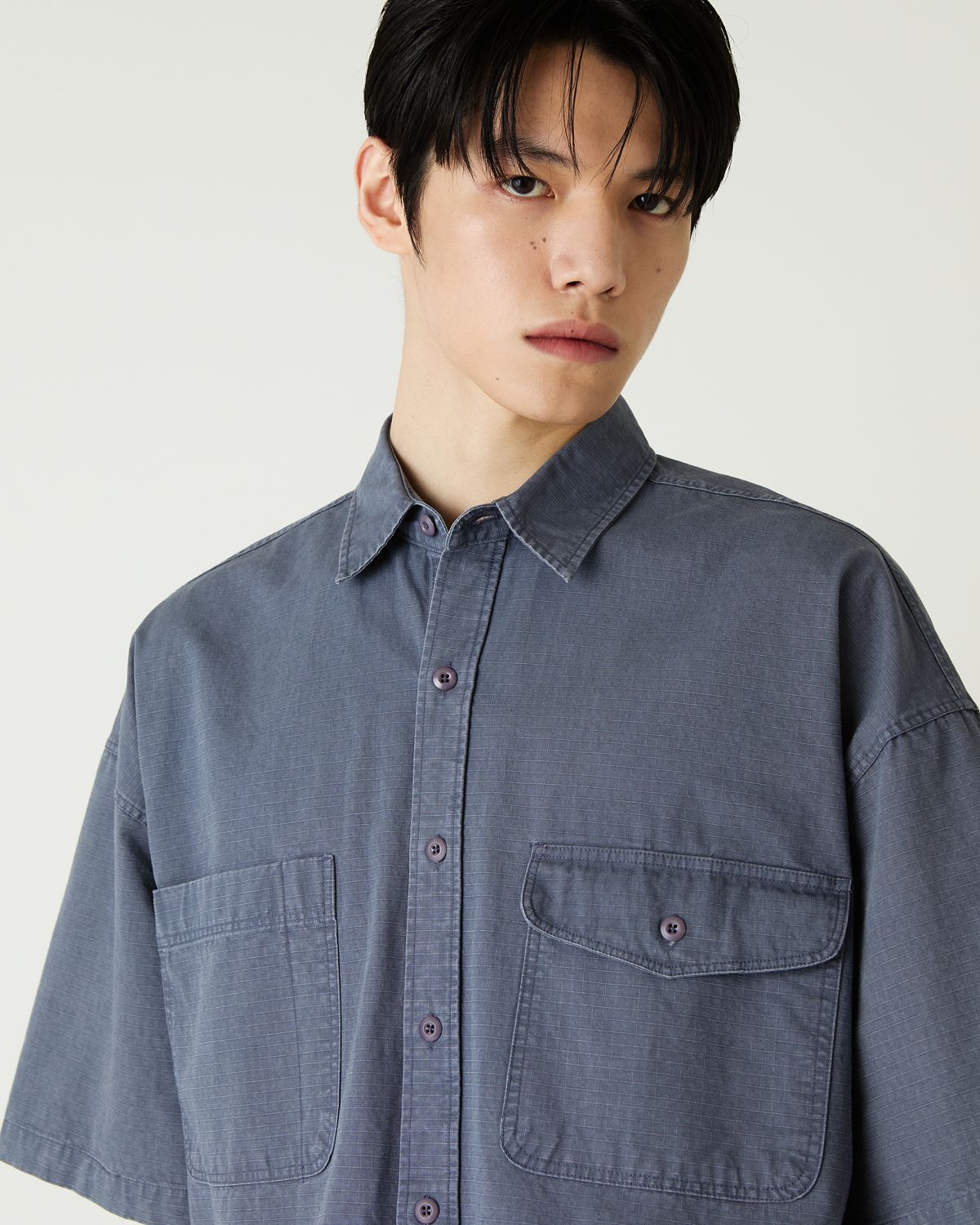 디앤드퀘스천(THEENDQUESTION) Ripstop pigment shirt / NAVY
