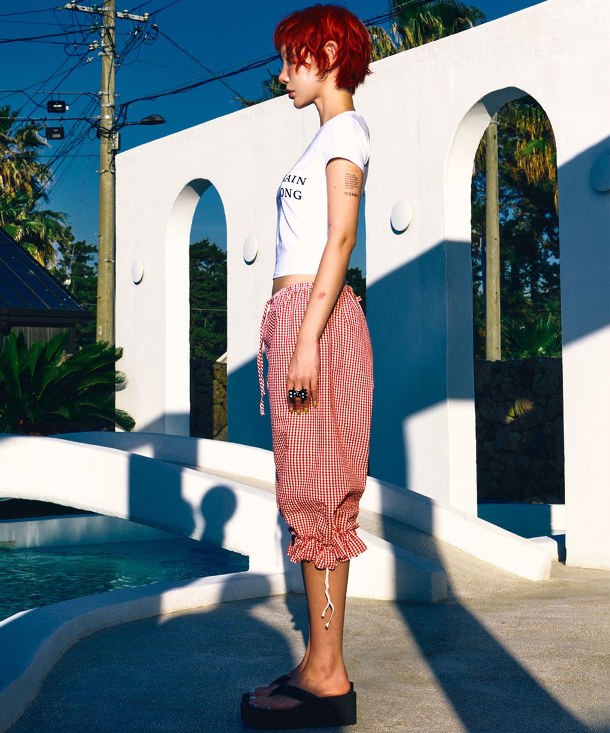 하이타이드 프랭키(HIGHTIDEFRANKIE) Pattern Capri Pants Red