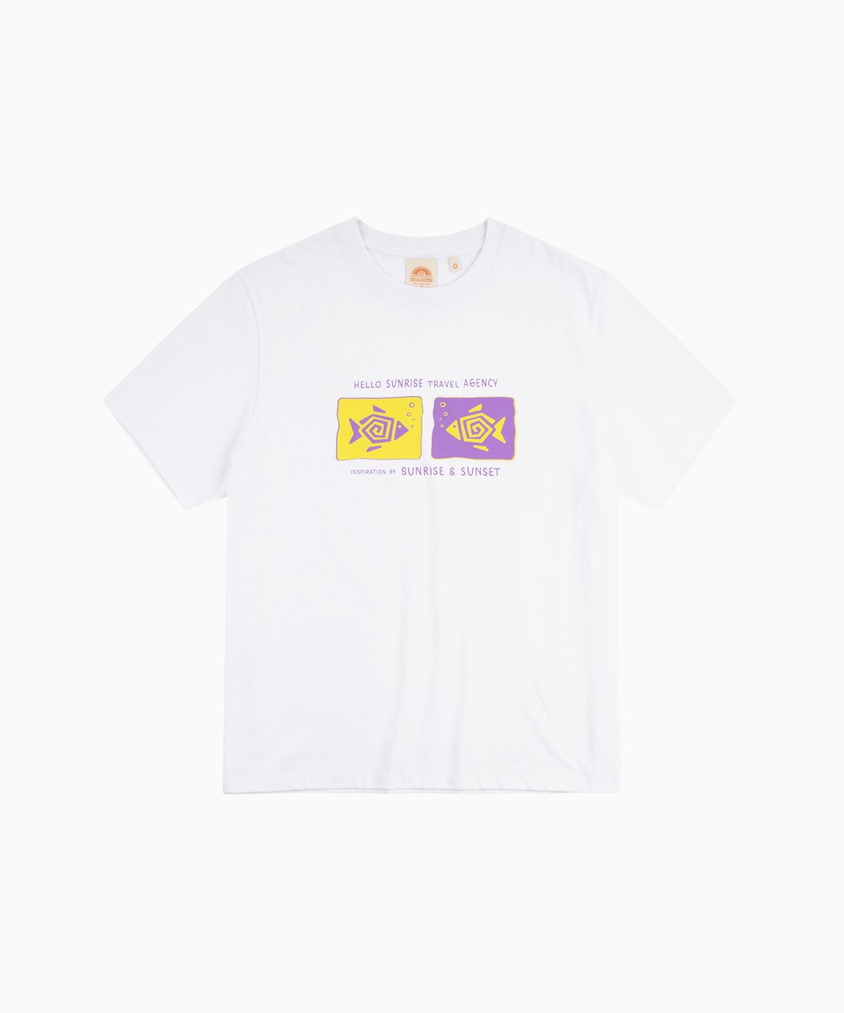 헬로 선라이즈(HELLO SUNRISE) Geometric Fish Tee_White