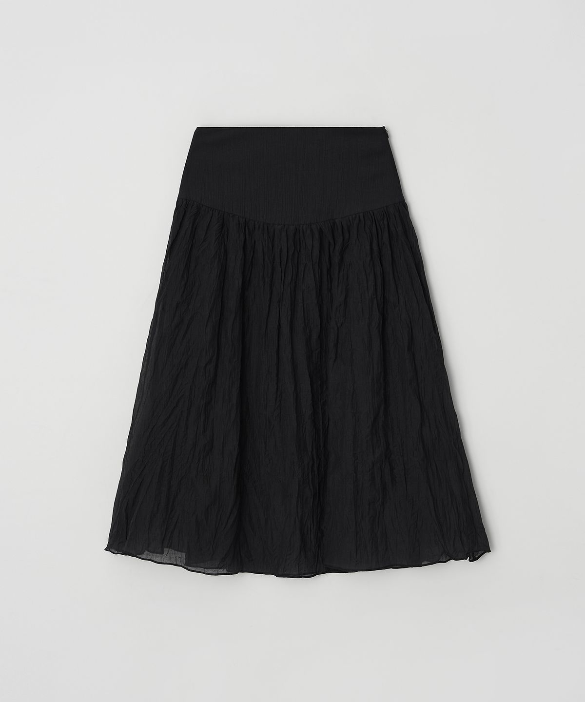 머지앤밍글(MERGE&MINGLE) Ete Contour Wrinkle Midi Skirt (Black)