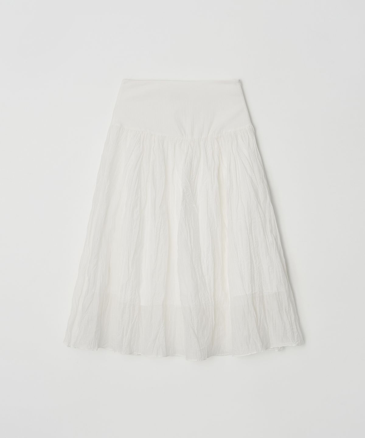 머지앤밍글(MERGE&MINGLE) Ete Contour Wrinkle Midi Skirt (White)