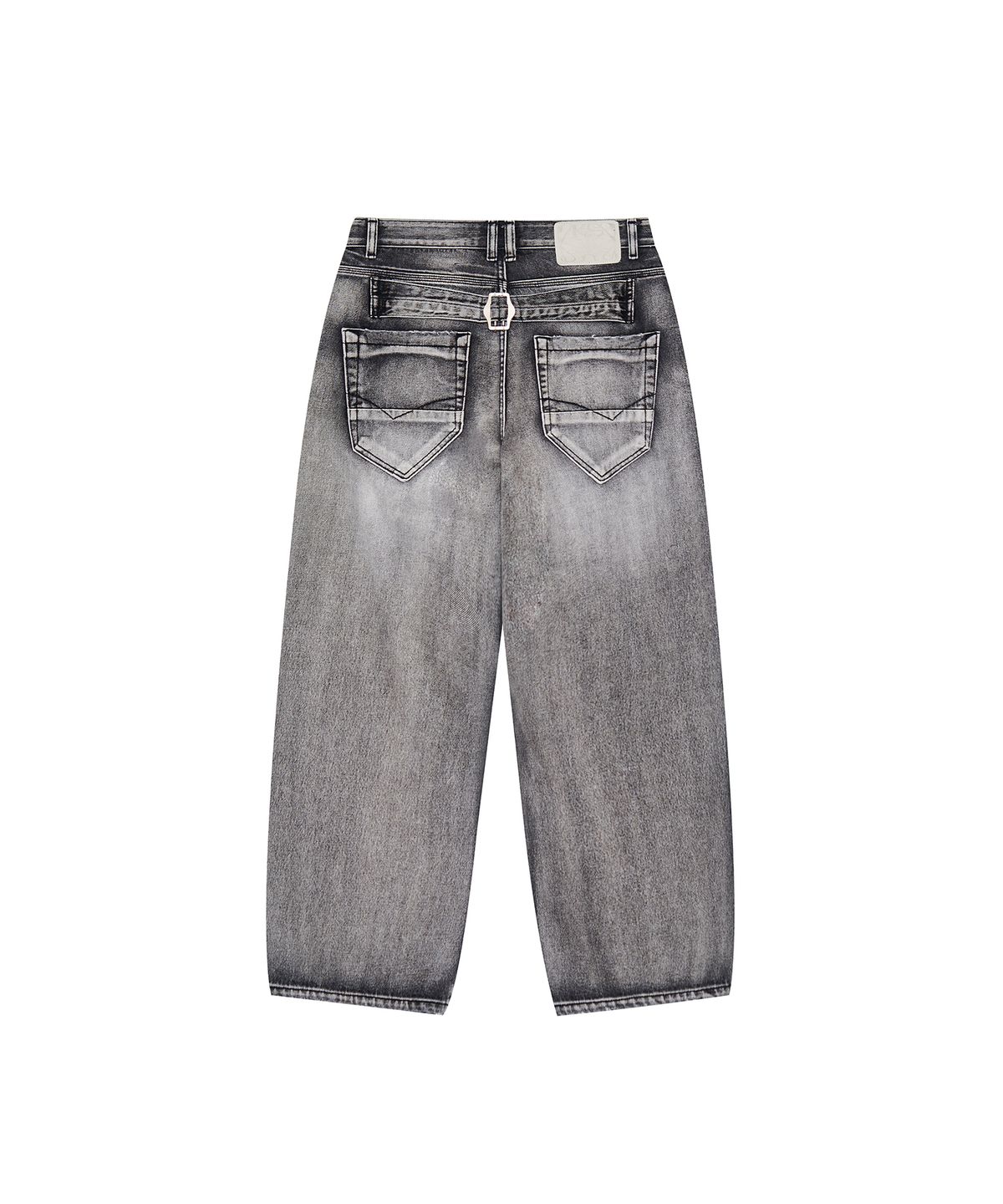 카시코(KASHIKO) Milk Ripped Wide Jeans Light Gray