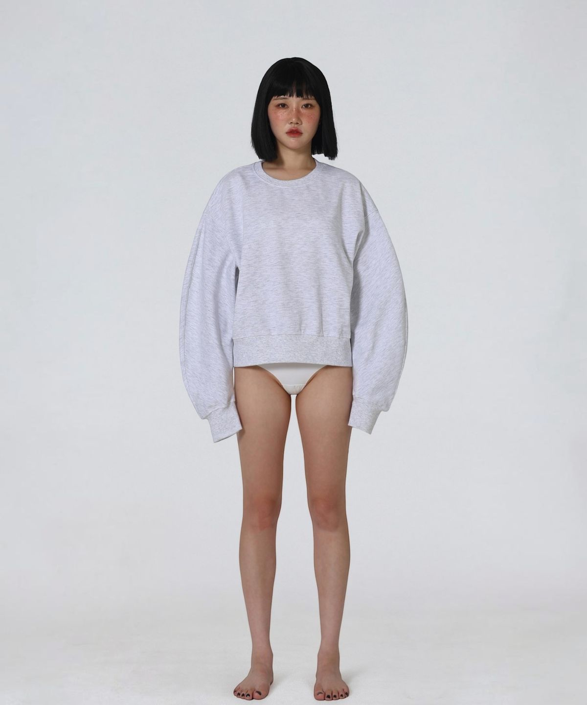 엑세스(XX) XX Round Curved Crop Sweatshirt Melange